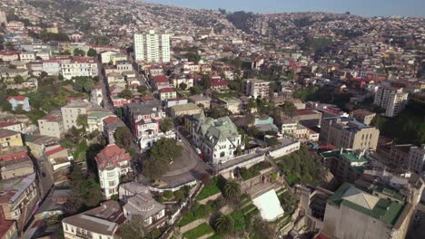 Aerial-View-Of-Baburizza-Palace-In-Valparaiso,-Chile