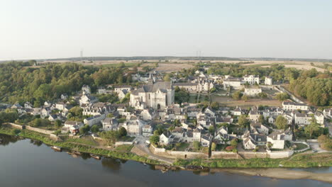 Aerial-drone-point-of-view-of-the-village-of-Candes-Saint-Martin-on-the-confluence-of-the-Loire-and-Vienne-rivers-in-central-France