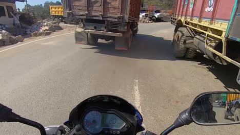 goods-truck-many-waiting-in-traffic-jam-at-border-crossing-from-flat-angle-view-video-is-taken-at-dawki-meghalaya-north-east-india-on-July-06-2023