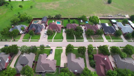 Aerial-footage-of-a-neighborhood-in-Little-Elm-Texas-near-Cottonwood-Sports-Complex