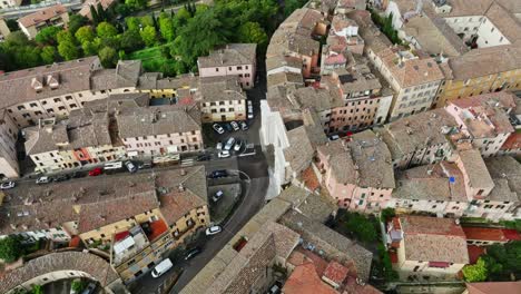 Aerial-of-the-town-of-Borgo-XX-Giugno,-Perugia,-Province-of-Perugia,-Italy