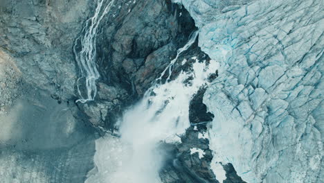 Glacier-Melting-due-to-Climate-Change-in-the-Alps,-view-from-above