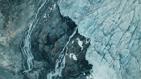 Glacier-Melting-due-to-Climate-Change-in-the-Alps,-view-from-above