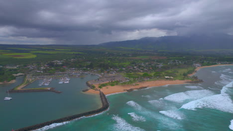 Drone-flyover-of-the-coast-of-Hale'iwa-Oahu-Hawaii
