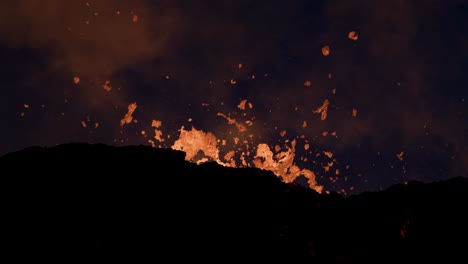 Mächtiger-Vulkanausbruch,-Bei-Dem-Nachts-Geschmolzenes-Magma-Aus-Dem-Krater-Austritt