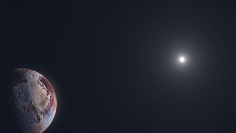 Former-Planet-Pluto-in-Deep-Space-with-Distant-Sun