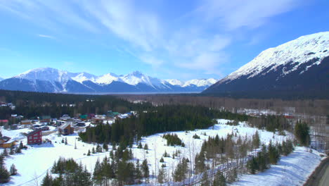 Stunning-revealing-view-of-the-mountains-of-the-Seward-Highway-looking-from-Girdwood-Alyeska-Alaska