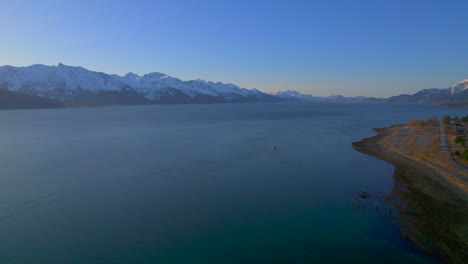 Aerial-view-of-the-mountains-at-sunrise-in-Seward-Alaska