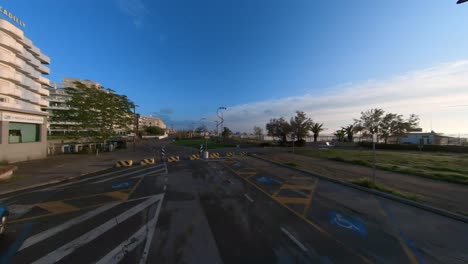 Dynamic-Hyperlapse-Footage-of-Movement-From-Beach-To-Parking-Area-in-Rimini,-Italy