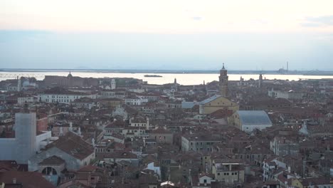 Aerial-view-of-the-city-of-Venice-at-dusk