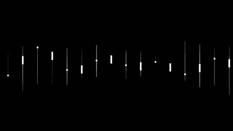 Animation-of-music-equalizers,-vertical-needle-like-white-shape-bar-lines-on-black-background,-pulsating-and-moving-up-and-down,-overlay-video-with-alpha-blending-option