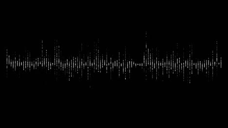 Animation-of-music-equalizers-and-visualizer,-vertical-white-shape-bar-lines-on-black-background,-pulsating-and-moving-up-and-down,-overlay-suitable-with-alpha-blending-option