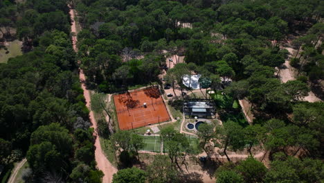 Aerial-views-of-a-sports-center-nestled-in-the-forest