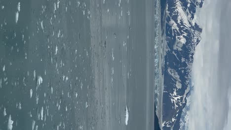 Vertical-view-of-Hubbard-Glacier-as-seen-from-a-cruise-ship-in-Disenchantment-Bay,-Alaska