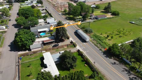 Aerial-view-of-a-truck-with-a-load-out-for-delivery