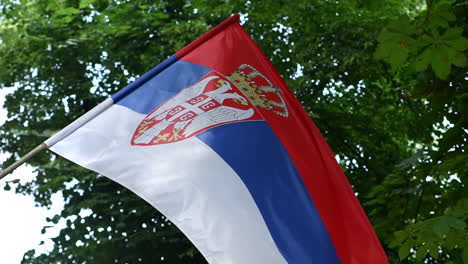 Serbian-flag-swaying-in-summer-breeze