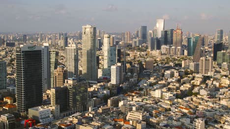 Tel-Aviv-business-district-skyscrapers,-Aerial-footage