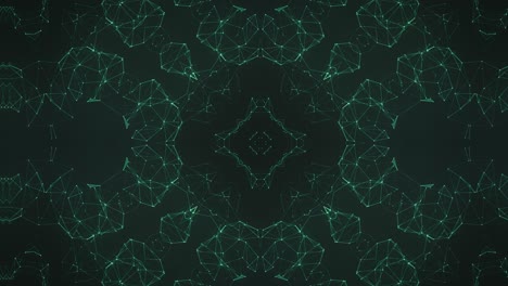 Green-Fractal-Geometric-Circular-Mandala-Patterns,-Continuous,-Expanding,-Multiplying