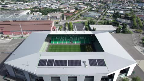 revealing-drone-shot-of-Geoffroy-Guichard-stadium-in-Saint-Etienne,-France