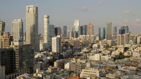 Tel-Aviv-business-district-skyscrapers,-Aerial-footage