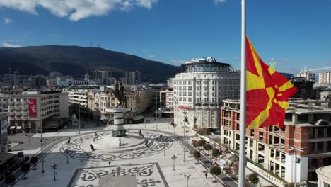 Nationalflagge-Auf-Dem-Mazedonien-Platz