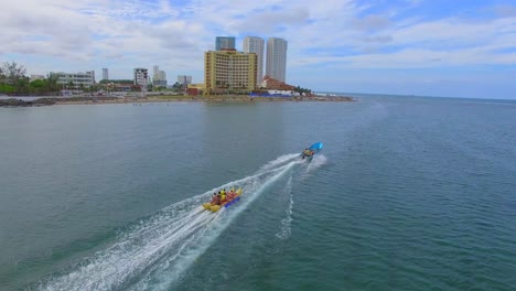 Aerial-view-with-drone-of-the-banana-boat-on-Veracruz,-Mexico