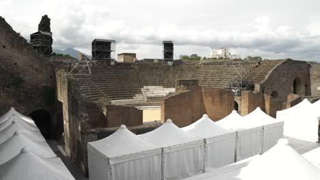 White-Excavation-Tents-Beside-Teatro-Grande-Roman-Theatre-At-Pompeii