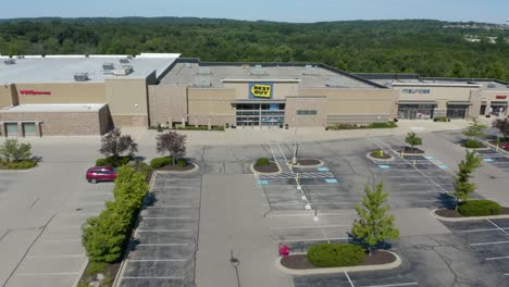 Aerial-Pullback-Reveals-Best-Buy-Shopping-Store-in-Strip-Mall