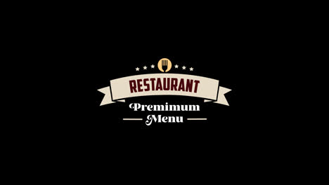 Restaurant-Premium-Menü,-Wortanimation,-Bewegungsgrafikvideo-Mit-Alphakanal,-Transparenter-Hintergrund,-Verwendung-Für-Website-Banner,-Gutschein,-Verkaufsförderung,-Werbung,-Marketing