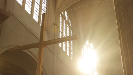 Bright-sunlight-illuminates-the-Church-of-Saint-Médard-in-Paris,-France