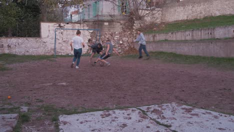 Volunteers-playing-football-in-Skala-Sikamineas