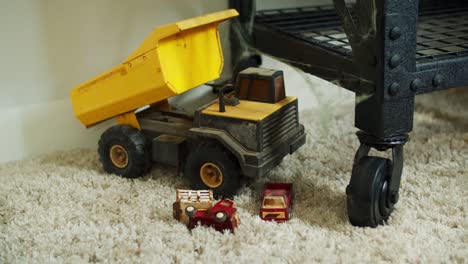 Construction-Toy-Truck-in-empty-childhood-room