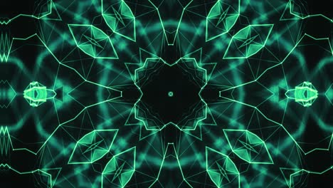 Glowing-Green-Fractal-Kaleidoscope,-Seamless-Vj-Loop,-Psychedelic,-Hypnotic-Slow-Changing-Shapes