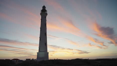 Sunset-Silhouette-of-California-Lighthouse-in-Aruba