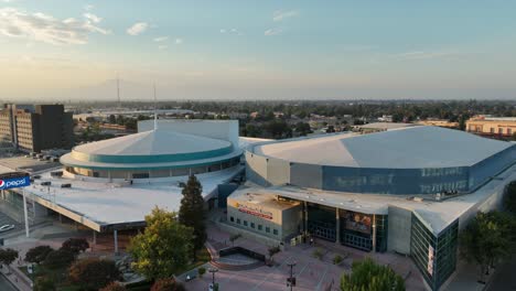 Aerial-view-of-Mechanics-Bank-Arena-in-Bakersfield,-California