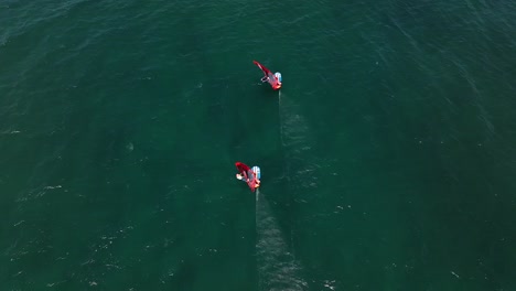IqFoil-windsurfers-cruising-at-high-speed-at-The-Mediterranean-coast-of-Haifa-Israel