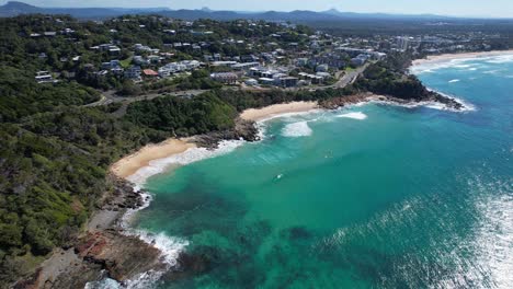 Sea-Waves-By-The-Coastal-Town-In-Coolum-Beach-In-Sunshine-Coast,-Noosa-Region,-QLD-Australia