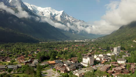 Low-aerial-slider-shot-of-Chamonix-town-France