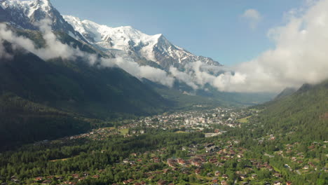 Descending-aerial-shot-of-Chamonix-valley-Mont-Blanc