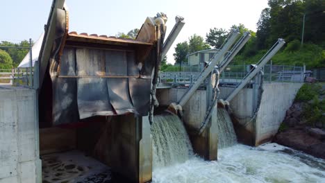 Wasdell-Falls-dam-and-water-sluice,-Muskoka-Simcoe,-Ontario,-Canada