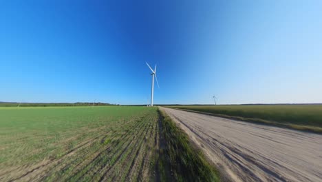 Wind-Farm-Next-To-Gravel-Road