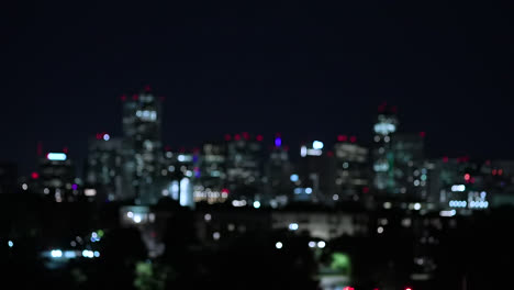 Bokeh-Lights-From-Buildings-At-Night-In-Denver-City,-Colorado,-USA