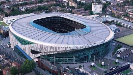 Tottenham-Hotspur-Arena-Stadium-Dome-for-Premier-League-Soccer,-Aerial-Drone-View