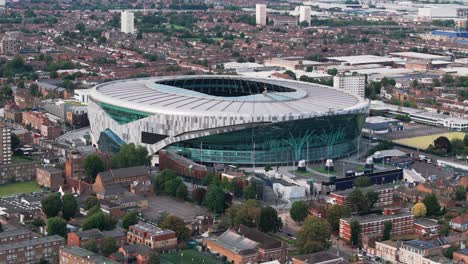 Aerial-Drone-view-of-Tottenham-Hotspur-Premier-League-Football-Stadium-in-London