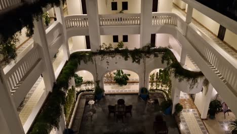Inside-Lasenta-Boutique-Hotel-at-night-in-Hoi-An,-Vietnam