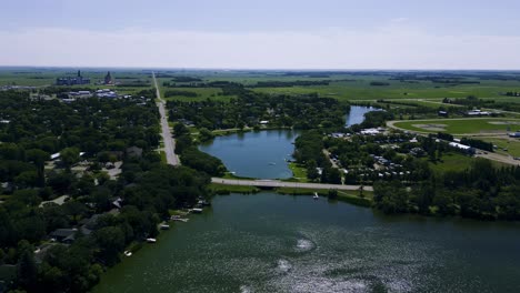A-Drone-Flying-Over-Killarney-Lake-During-the-Summer-in-South-West-Manitoba-Canada