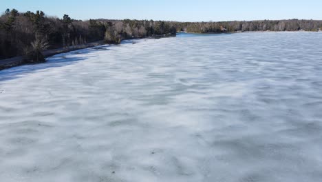 Ice-on-Lake-Leelanau,-aerial-drone-view