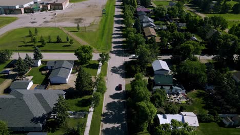 Establishing-Drone-Shot-of-Small-Town-Killarney-Manitoba-Canada-on-the-Canadian-Prairies