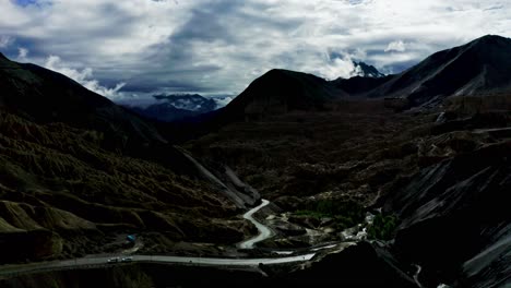 Aerial-Cinematic-view-of-Endless-road-Leh-Manali-in-Indian-Himalaya-Mountain
