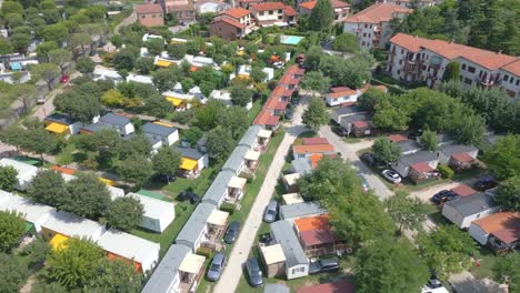 Aerial-Shot-of-Butterfly-Camping-Village-in-Peschiera-town,-Lake-Garda,-Italy